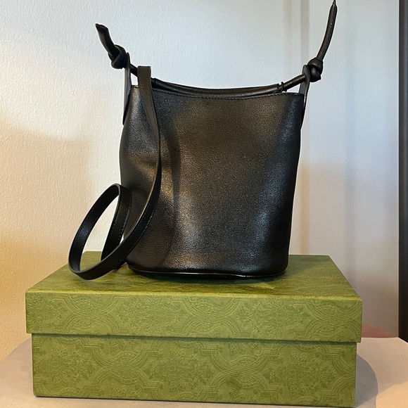 Mansur Gavriel Mini Fortuna Bucket Bag Black Made in Italy NWT - Picture 2 of 8